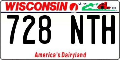 WI license plate 728NTH