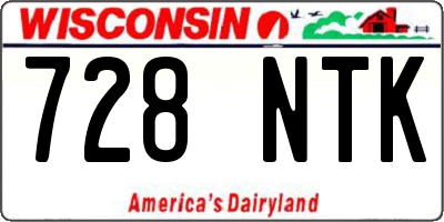 WI license plate 728NTK