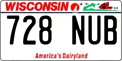 WI license plate 728NUB