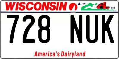 WI license plate 728NUK