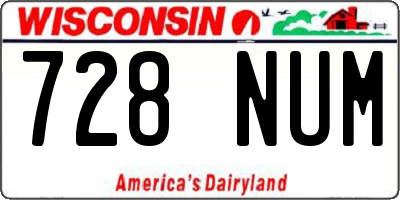 WI license plate 728NUM