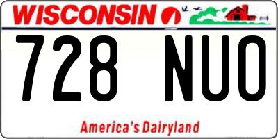 WI license plate 728NUO