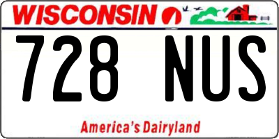 WI license plate 728NUS