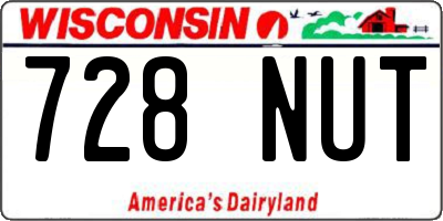 WI license plate 728NUT