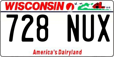 WI license plate 728NUX