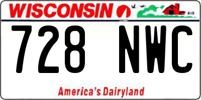 WI license plate 728NWC