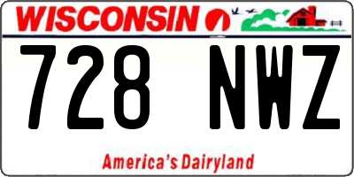 WI license plate 728NWZ