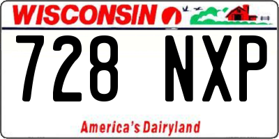 WI license plate 728NXP