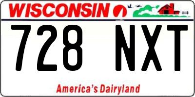 WI license plate 728NXT