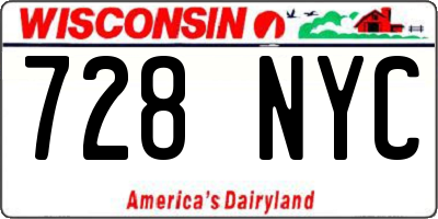 WI license plate 728NYC
