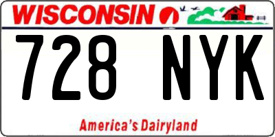 WI license plate 728NYK