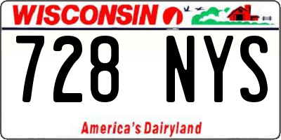 WI license plate 728NYS