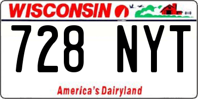 WI license plate 728NYT