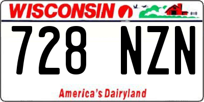 WI license plate 728NZN