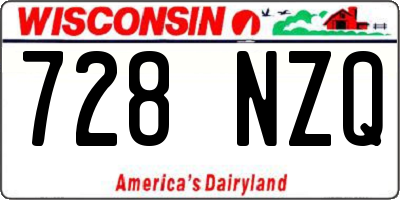 WI license plate 728NZQ