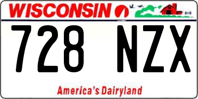 WI license plate 728NZX
