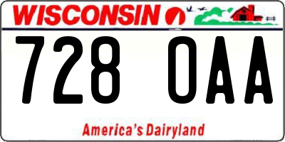 WI license plate 728OAA
