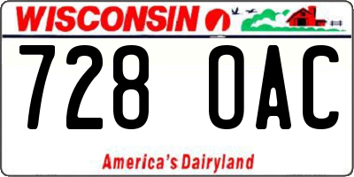 WI license plate 728OAC