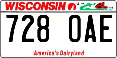 WI license plate 728OAE