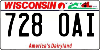 WI license plate 728OAI