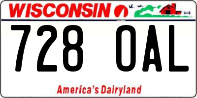 WI license plate 728OAL