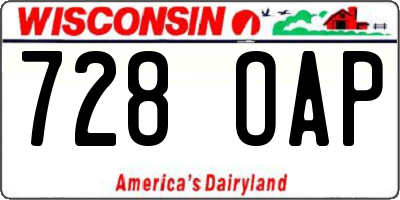 WI license plate 728OAP