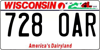WI license plate 728OAR