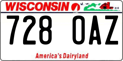 WI license plate 728OAZ
