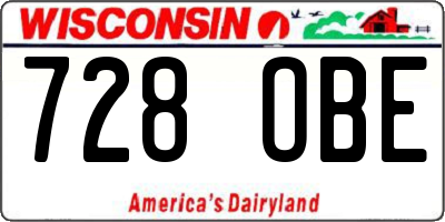 WI license plate 728OBE