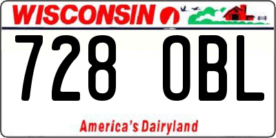 WI license plate 728OBL