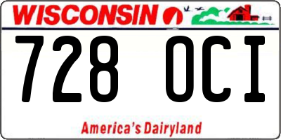 WI license plate 728OCI