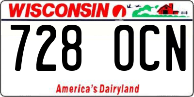WI license plate 728OCN