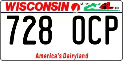 WI license plate 728OCP