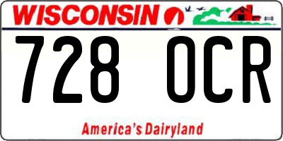 WI license plate 728OCR