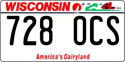 WI license plate 728OCS