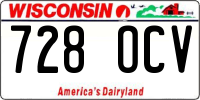 WI license plate 728OCV