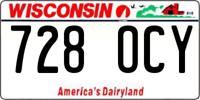 WI license plate 728OCY