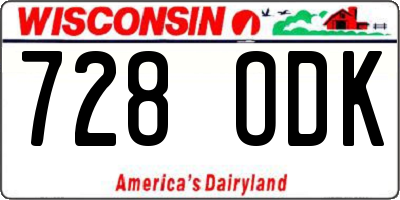 WI license plate 728ODK