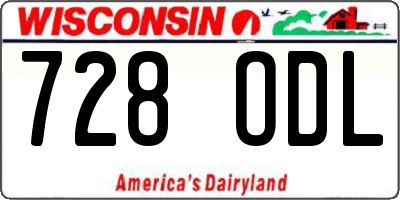 WI license plate 728ODL