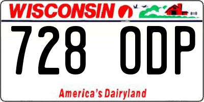 WI license plate 728ODP