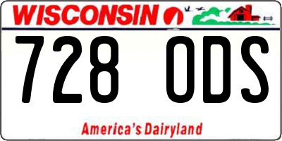 WI license plate 728ODS
