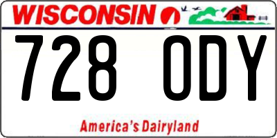 WI license plate 728ODY