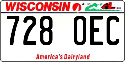 WI license plate 728OEC
