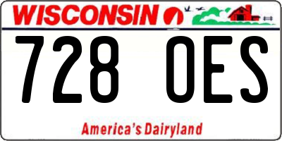 WI license plate 728OES
