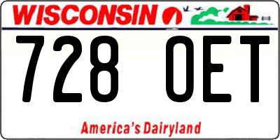 WI license plate 728OET