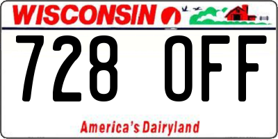 WI license plate 728OFF