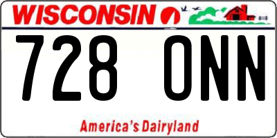 WI license plate 728ONN