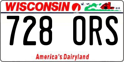 WI license plate 728ORS