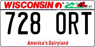 WI license plate 728ORT