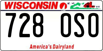 WI license plate 728OSO